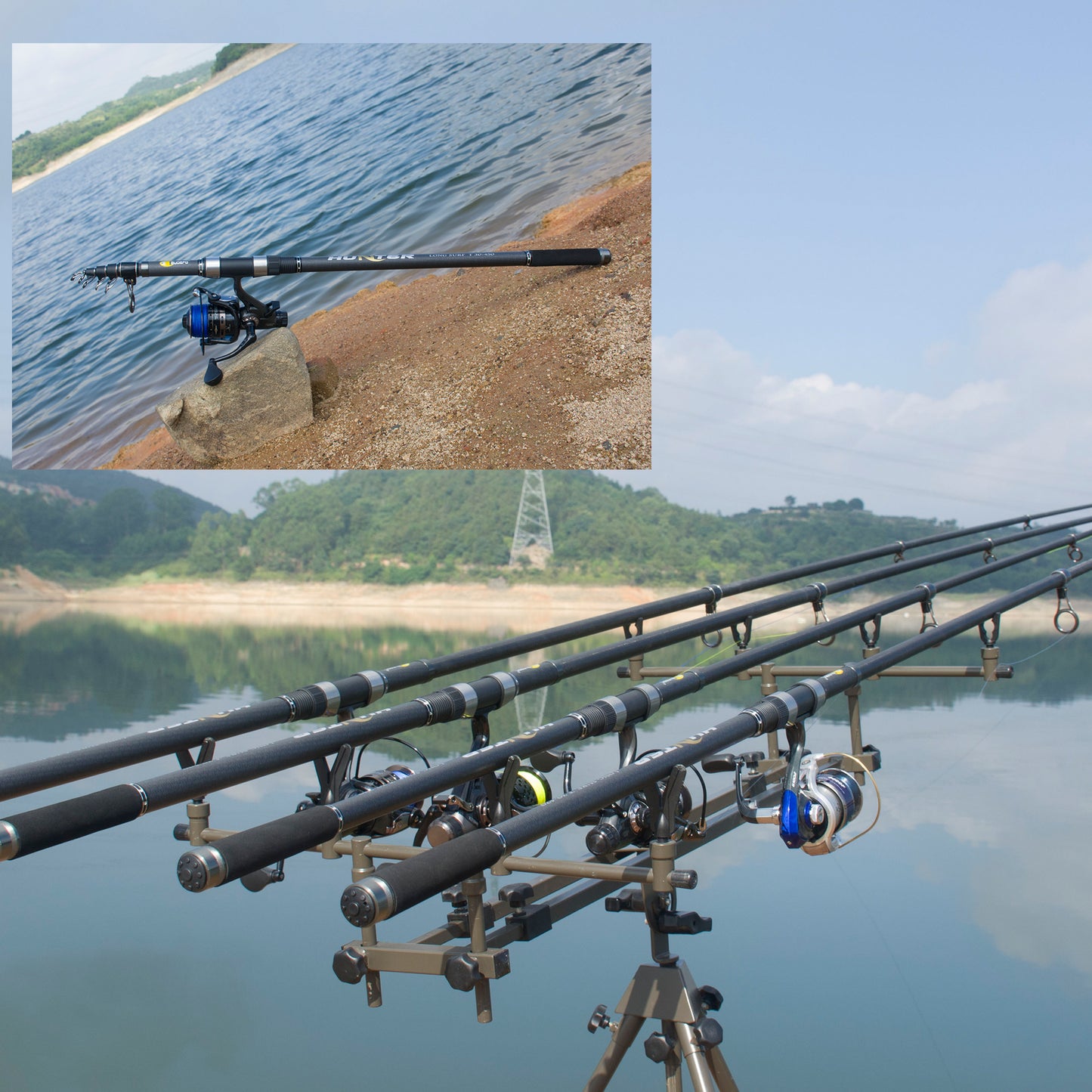 BUDEFO Telescopic Surf Spinning Fishing Rod 3.9/4.2/4.5/5.0/5.3m Carbon Carp Travel Rods Power 80-150g Throwing